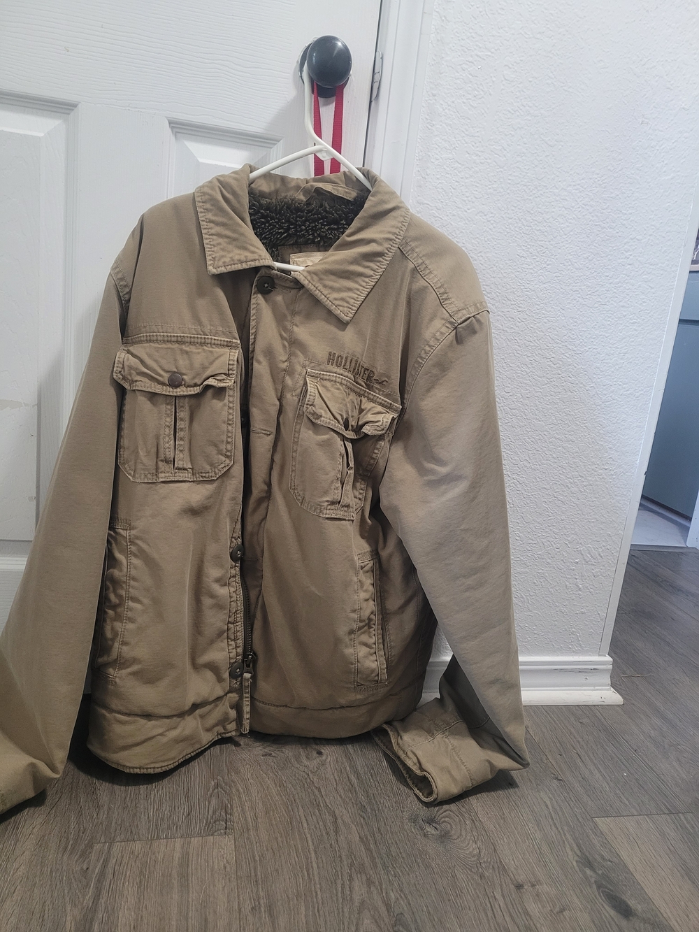 Hollister Men's Tan Sherpa-Lined Field Jacket Xl